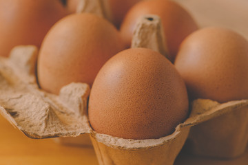 Eggs in cardboard box