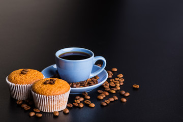 coffee cup background with coffee beans