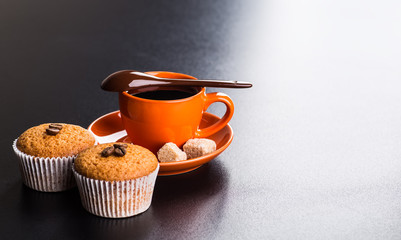 coffee cup background with coffee beans