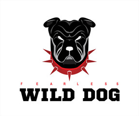 Dog head. Wild dog. Black wild dog. Rottweiler. Bulldog