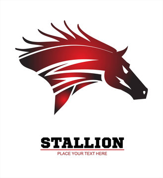 Horse, horse head. Running stallion head in beautiful red maroon
