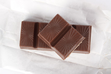 Chocolate bar on a white