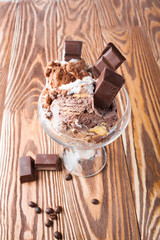 Ice cream with chocolate in the vase