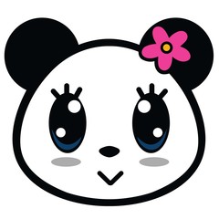 Cute Panda Girl Cartoon Mascot Vector