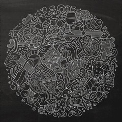 Cartoon hand-drawn doodles Italian food illustration