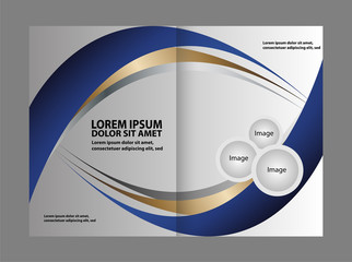 Blue bi-fold brochure template design, business leaflet, booklet
