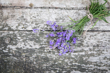 bouquet of lavender on the old rustic table