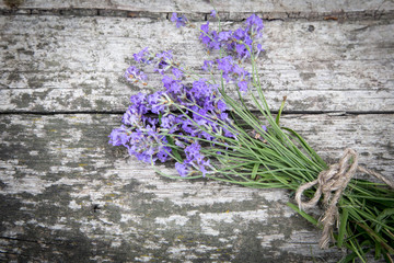 bouquet of lavender on the old rustic table