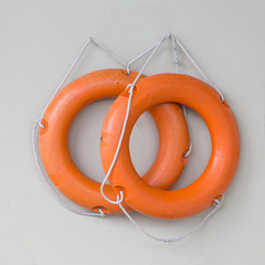 Two orange life rings