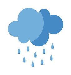 Vector illustration of cool single weather rain cloud icon. Rain cloud with raindrops in dark sky. Rain weather sky climate storm symbol cloud. Cold season water nature forecast element.