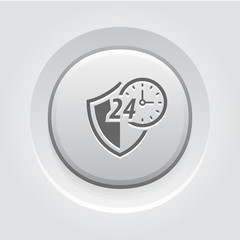 Protected 24-hour Icon. Flat Design.