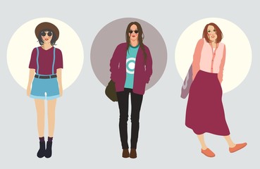 Obraz premium Woman in Street Style Hipster Casual Fashion