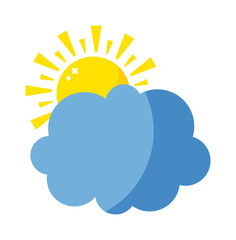 Vector sun and cloud icon isolated on background. Sun weather isolated summer icon design. Vector yellow sun and cloud sky symbol. Vector sun sun element. Sun weather icon vector sun logo sign symbol
