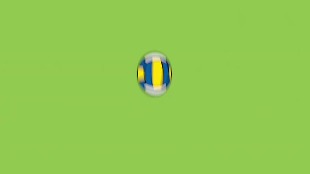 Volley ball bouncing and spinning, animated loop, minimal design, cartoon