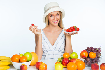 Woman with strawberries