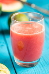 Watermelon Fresh Smoothie with Mint Leaves, Cucumber and Lime Citrus