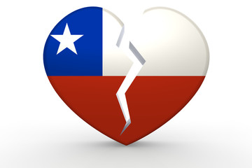 Broken white heart shape with Chile flag