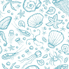  seamless sea creatures pattern
