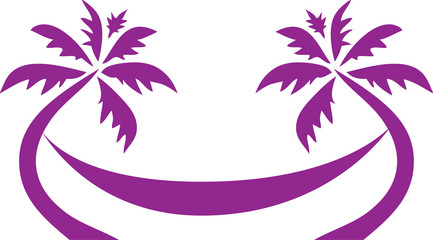Fototapeta na wymiar Purple Tropical Palm Tree Travel Logo 