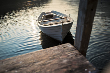 old boat on the lake