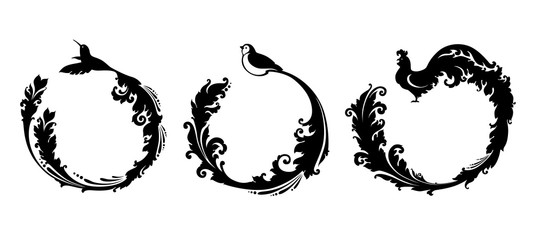 Set of decorative birds