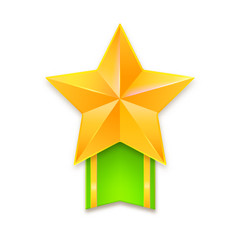 Golden star with ribbon