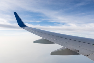 Wing aircraft at cloud sunset