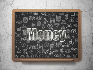 Finance concept: Money on School board background
