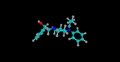 beta-Hydroxyfentanyl molecular structure isolated on black