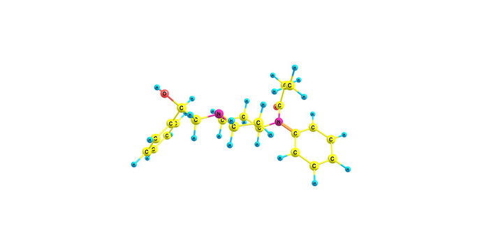 beta-Hydroxyfentanyl molecular structure isolated on white