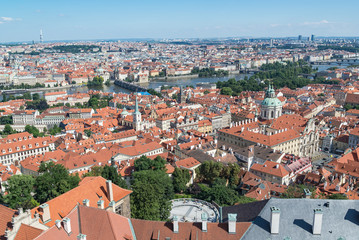 Fototapeta na wymiar Cityscape view of Prague in sunny day, Czech Republic