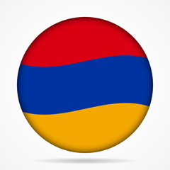 Fototapeta premium button with waving flag of Armenia