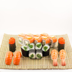 Isolated sushi / rolls.