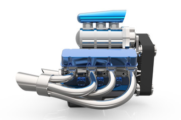 Hot rod V8 Engine 3D render