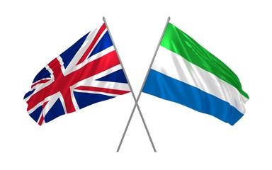 Fototapeta premium 3d illustration of UK and Sierra Leone flags together waving in the wind