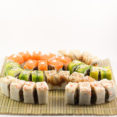 Isolated sushi / rolls.