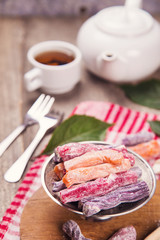 Turkish delight , in a saucer