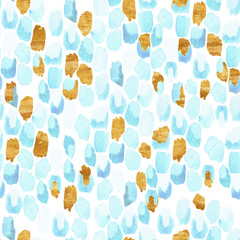 animal pattern of gold and mint watercolor - 115517474