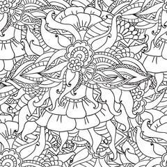 Coloring pages for adults.Decorative hand drawn doodle nature ornamental curl vector sketchy seamless pattern.