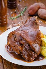 baked meat sauce with boiled potatoes