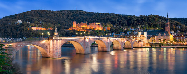 Heidelberg Panorama bei Nacht - obrazy, fototapety, plakaty