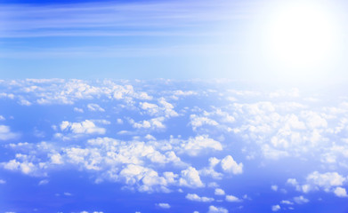 View of white clouds from plane