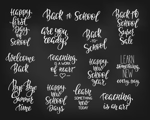 Back to school typography quote set