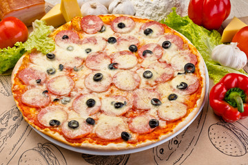 beautiful delicious Italian pizza