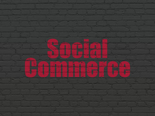 Obraz premium Marketing concept: Social Commerce on wall background