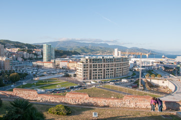 Savona, area della zona portuale del centro città vista dal castello del Priamar © mghidoli