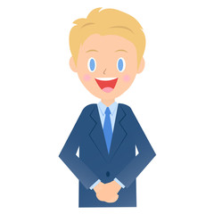 手を前に組むビジネスマン、男性会社員のイラスト素材