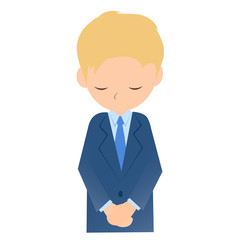 お辞儀するビジネスマン、男性会社員のイラスト素材