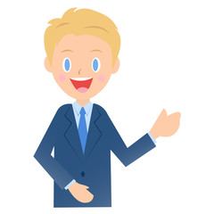 説明するビジネスマン、男性会社員のイラスト素材