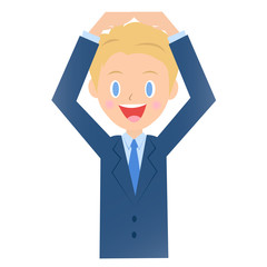 正解ポーズのビジネスマン、男性会社員のイラスト素材